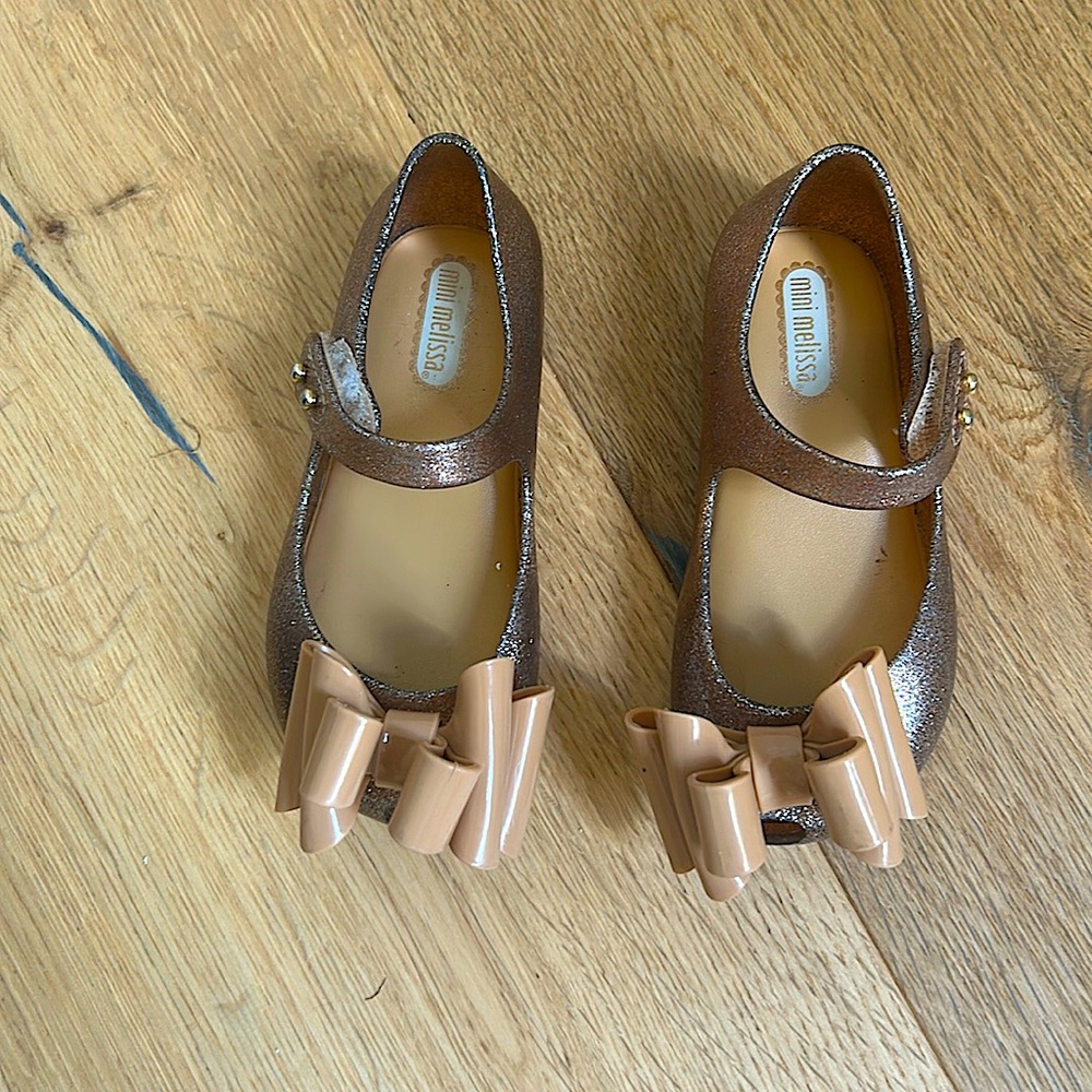 Mini Melissa Glittery Brown Kids Shoes with Bow